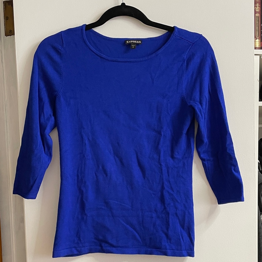 Express Women's Royal Blue Long Sleeve Top